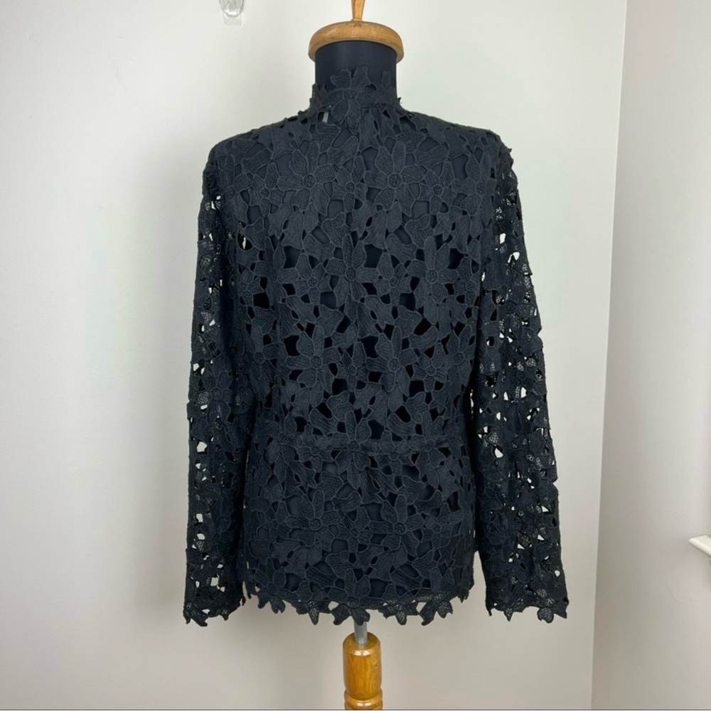 Elie Tahari Denim lace jacket sz Large - Picture 2 of 9